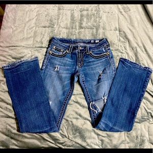 Distressed Bootcut Low Rise Miss Me Jeans